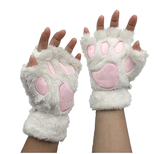 Women Winter Gloves Fingerless (A-White, One Size)