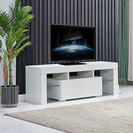 Load image into Gallery viewer, MeJa TV Stand Unit with LED Lights, High Gloss White TV Unit,
