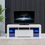 Load image into Gallery viewer, MeJa TV Stand Unit with LED Lights, High Gloss White TV Unit,
