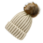 Load image into Gallery viewer, Ladies Knitted Detachable Bobble Pom Pom Ski Hat
