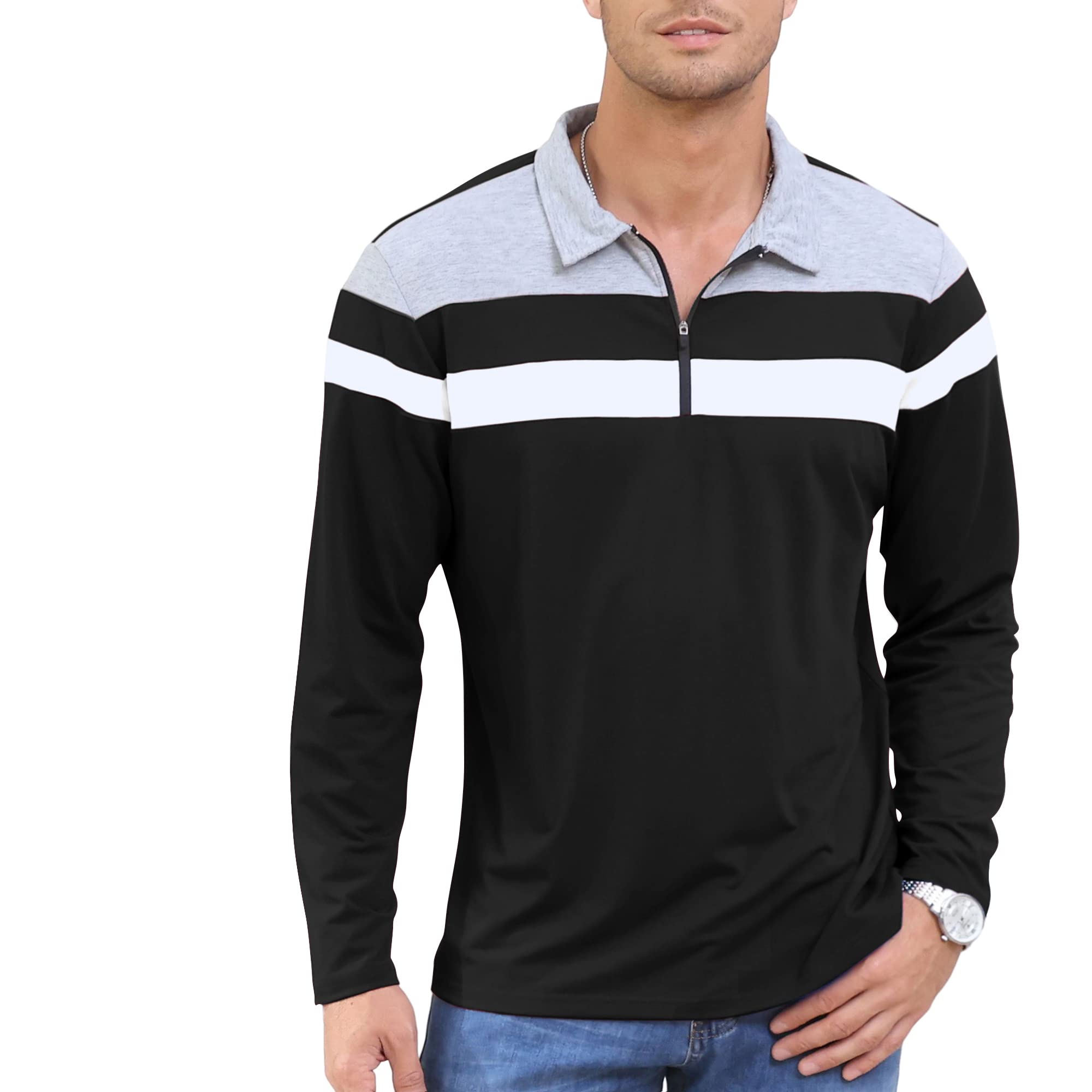 Mens Polo Casual Long Sleeve T-Shirt