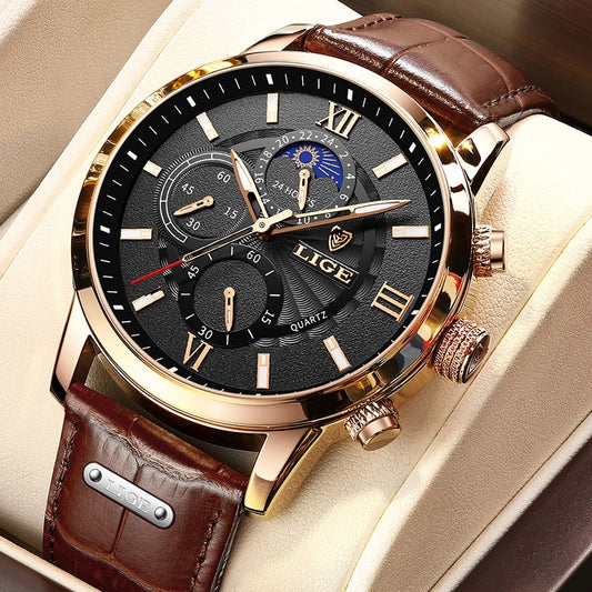Man Leather Quartz Watch