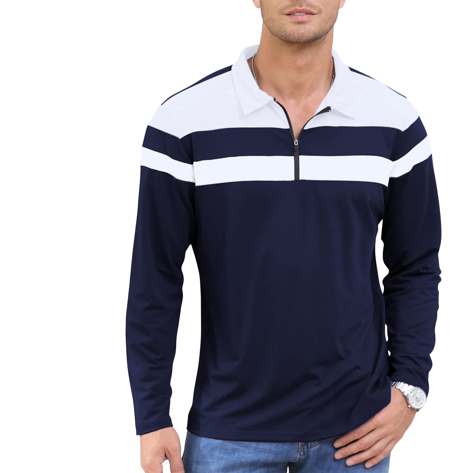 Mens Polo Casual Long Sleeve T-Shirt