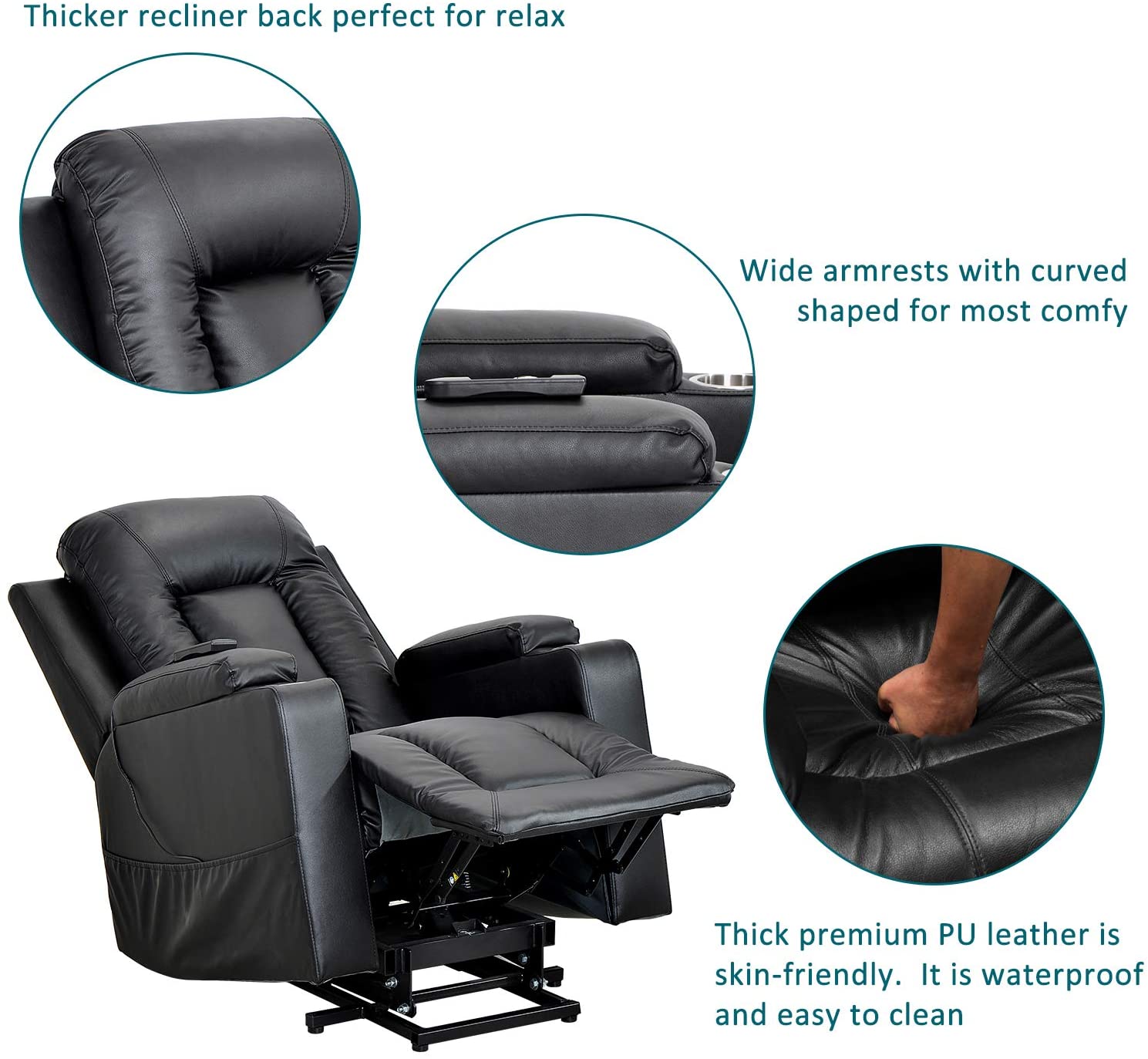 Living Room Recliner Armchair with Cup Holders