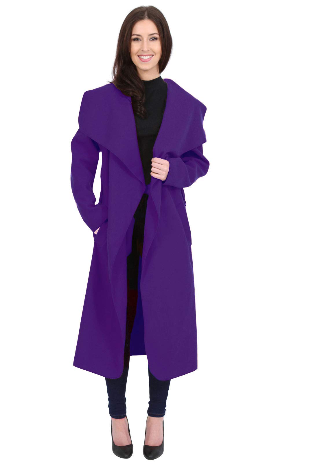 Ladies Italian Trench Long Coat Plus Size UK (Navy, XL)