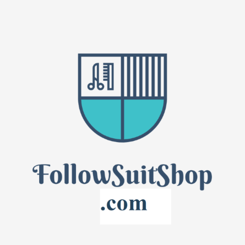 Logo of FollowSuitShop with a shield design and text on a white background